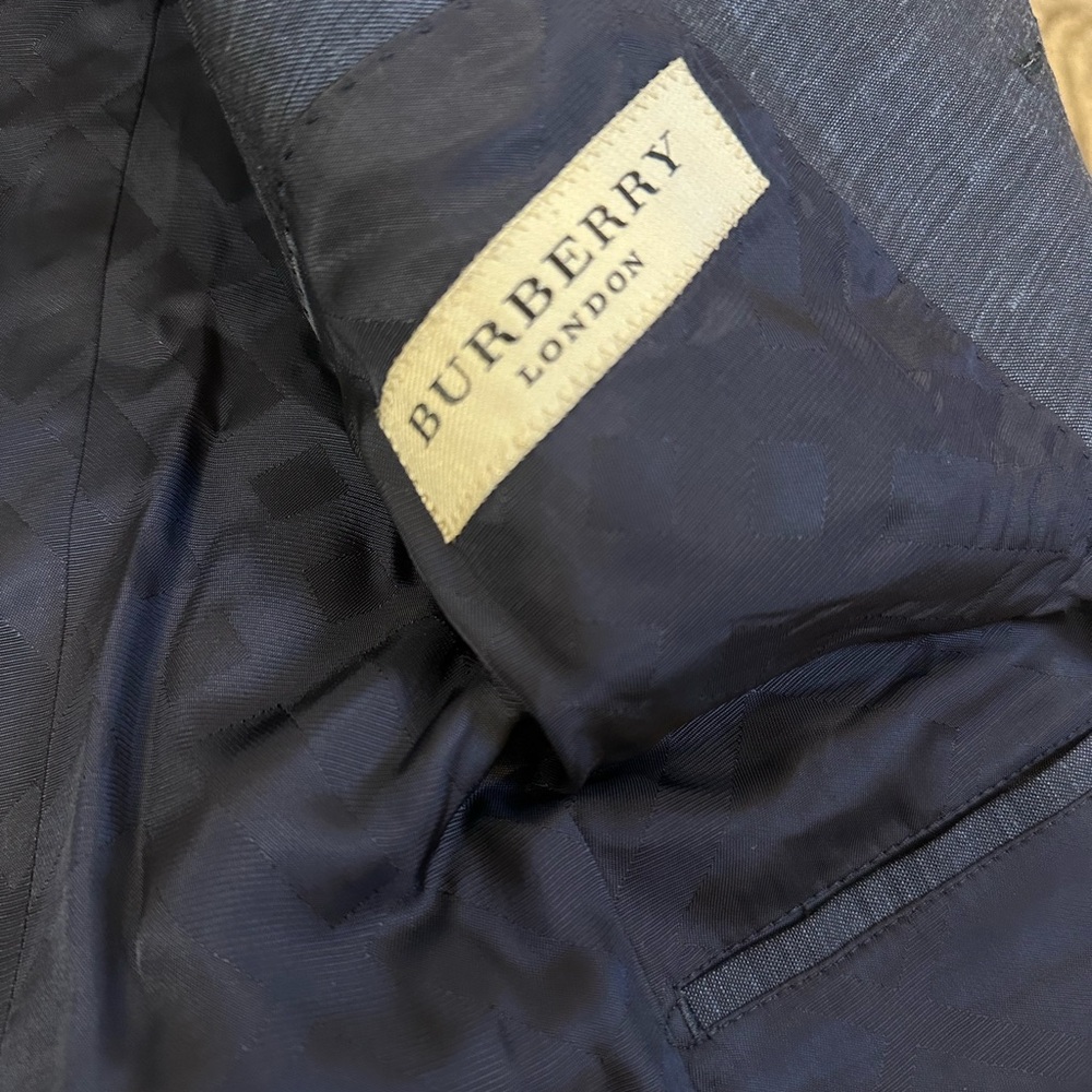 Burberry London Blazer 40R Made in Italy – Wool Linen Blend Navy Suit Jacket - Picture 7 of 8